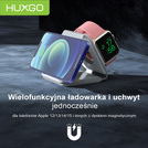 HUXGO, kompaktowa bezprzewodowa ładowarka indukcyjna, składana 3 w 1, biała BY-MF82_W