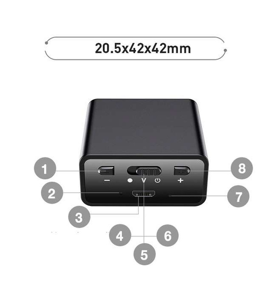 Dyktafon szpiegowski z detekcją dźwięku Q65 - podsłuch z magnesem i pamięcią 32GB