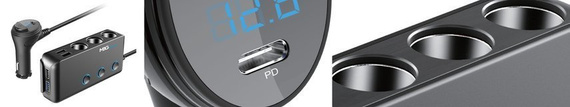 Rozdzielacz gniazda zapalniczki HC67C, 12-24V 4xUSB