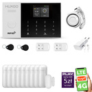 Alarm bezprzewodowy WiFi + GSM 4G - zestaw alarmowy HUXGO z aplikacją TUYA - HXA005 4G B R9 PS z syreną przewodową