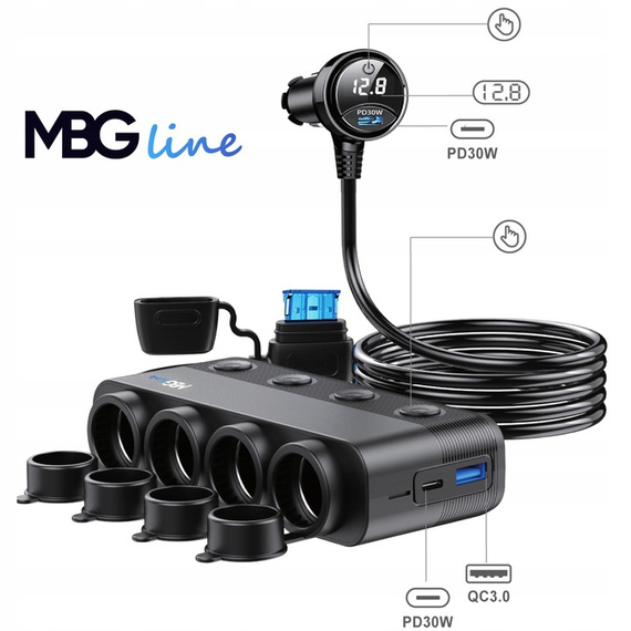 Rozdzielacz gniazda zapalniczki/ładowarka samochodowa MBG line HS75AD MAX