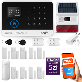 Bezprzewodowy alarm GSM +WiFi - system alarmowy HUXGO z aplikacją TUYA - zestaw alarmowy HXA003 2G B D9 BS z syreną bezprzewodową