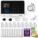 Alarm bezprzewodowy WiFi + GSM 4G - zestaw alarmowy HUXGO z aplikacją TUYA - HXA003 4G B R9D9 PS z syreną przewodową
