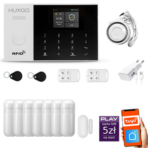 Bezprzewodowy alarm GSM + WiFi - system alarmowy HUXGO z aplikacją TUYA - zestaw alarmowy HXA005 2G B R7 PS z syreną przewodową