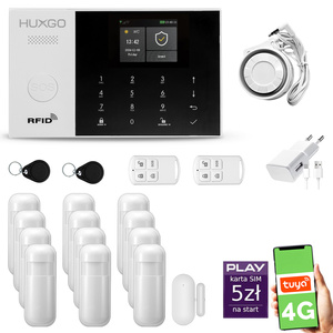 Alarm bezprzewodowy WiFi + GSM 4G - zestaw alarmowy HUXGO z aplikacją TUYA - HXA005 4G B R12 PS z syreną przewodową