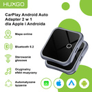 HUXGO, bezprzewodowy adapter samochodowy 2w1, kompatybilny z CarPlay i Android Auto BY963A