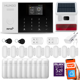 Bezprzewodowy alarm GSM + WiFi - system alarmowy HUXGO z aplikacją TUYA - zestaw alarmowy HXA005 2G B R9D9 BS z syreną bezprzewodową