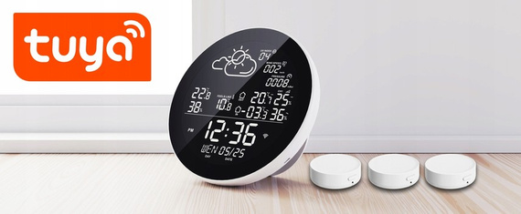 Stacja pogodowa pogody WIFI TUYA SMART 3x czujnik