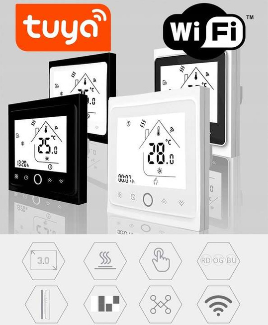 Termostat Pokojowy Regulator Temperatury WIFI 16A WHITE