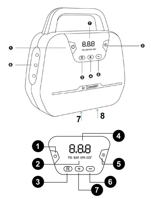 Kompresor samochodowy MBG line 1866 - sprężarka 12V / 230V LED pompka z wyświetlaczem LCD 