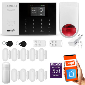 Bezprzewodowy alarm GSM + WiFi - system alarmowy HUXGO z aplikacją TUYA - zestaw alarmowy HXA005 2G B D9 BS z syreną bezprzewodową