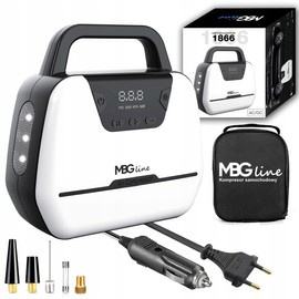 Kompresor samochodowy MBG line 1866 - sprężarka 12V / 230V LED pompka z wyświetlaczem LCD 