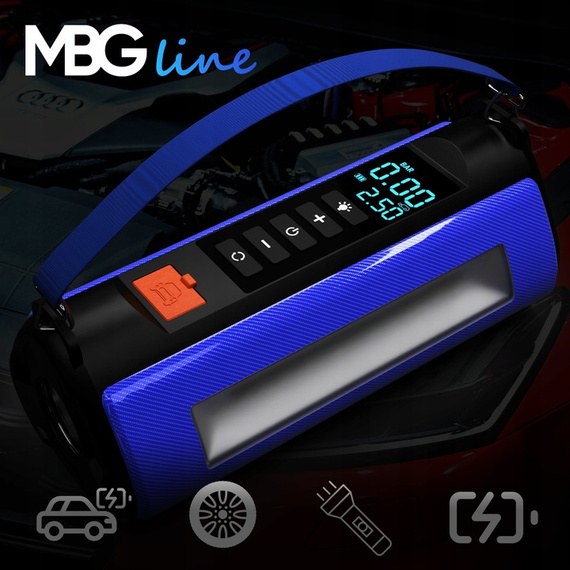 MBG Line® 840CH PRO – Jump Starter, Kompresor, Powerbank i Latarka 4w1 – 10400 mAh / 1000A / 150 PSI
