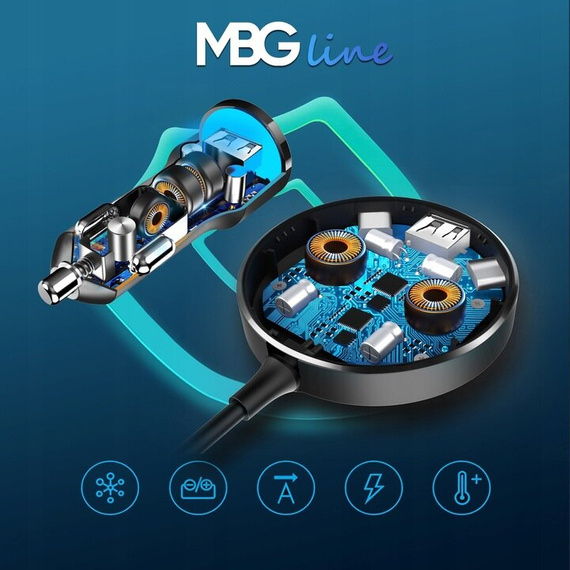 Rozdzielacz USB do zapalniczki samochodowej, ładowarka USB - MBG line C78 PRO