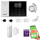 Alarm bezprzewodowy WiFi + GSM 4G - zestaw alarmowy HUXGO z aplikacją TUYA - HXA005 4G B R1 PS z syreną przewodową