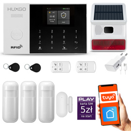 Bezprzewodowy alarm GSM + WiFi - system alarmowy HUXGO z aplikacją TUYA - zestaw alarmowy HXA005 2G B R3 BS z syreną bezprzewodową