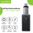 HUXGO, bezprzewodowy adapter samochodowy 2w1, kompatybilny z CarPlay i Android Auto BY967B