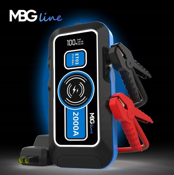Jump Starter Wysokiej Mocy 59.2Wh Powerbank 16000mAh PD60W QC3.0 Rozruch Latarka LED - MBG line ET03 PRO MAX