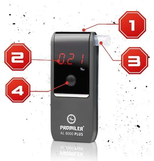 Alkomat elektrochemiczny Promiler AL-8000 PLUS + ustniki gratis!