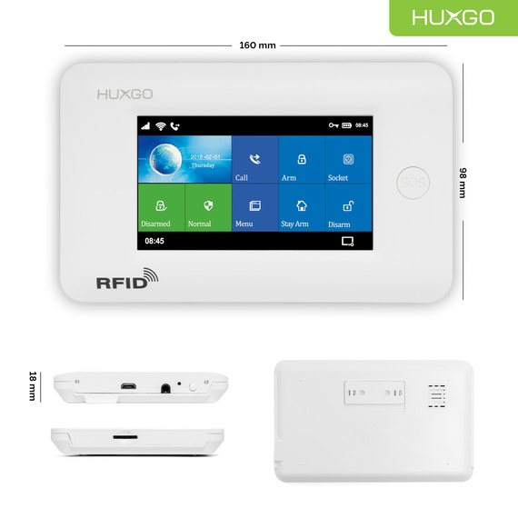 Alarm bezprzewodowy WiFi + GSM 4G - zestaw alarmowy HUXGO z aplikacją TUYA - HXA006 4G W R5D5 BS z syreną bezprzewodową