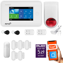 Bezprzewodowy alarm GSM + WiFi - system alarmowy HUXGO z aplikacją TUYA - zestaw alarmowy HXA006 2G W D5 BS z syreną bezprzewodową