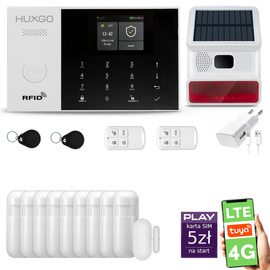 Alarm bezprzewodowy WiFi + GSM 4G - zestaw alarmowy HUXGO z aplikacją TUYA - HXA005 4G B R9 BS z syreną bezprzewodową