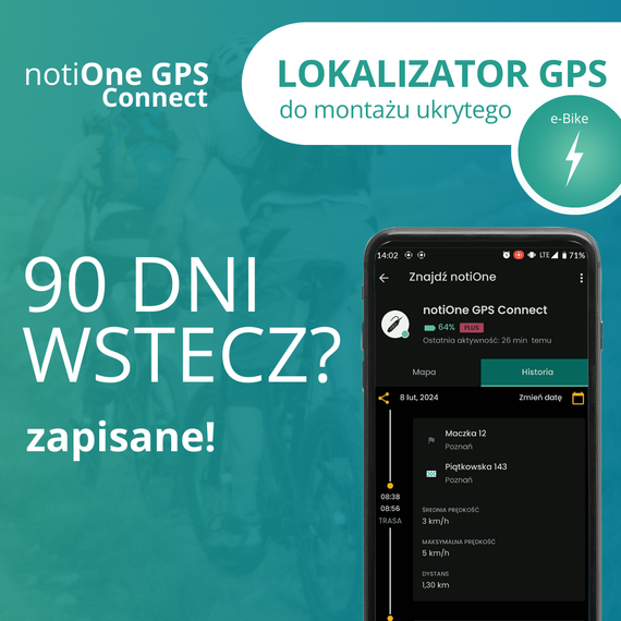 Precyzyjny lokalizator do roweru elektrycznego notiOne GPS Connect ANANDA
