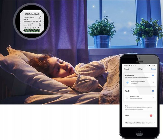 Inteligentny sterownik do rolet RTX CRT WiFi kompatybilny z aplikacją TUYA SMART