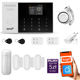 Bezprzewodowy alarm GSM + WiFi - system alarmowy HUXGO z aplikacją TUYA - zestaw alarmowy HXA005 2G B D3 PS z syreną przewodową