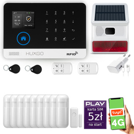 Alarm bezprzewodowy WiFi + GSM 4G - zestaw alarmowy HUXGO z aplikacją TUYA - HXA003 4G B R9 BS z syreną przewodową