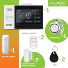 Bezprzewodowy alarm GSM + WiFi - system alarmowy HUXGO z aplikacją TUYA - zestaw alarmowy HXA007 2G B D7 PS z syreną przewodową