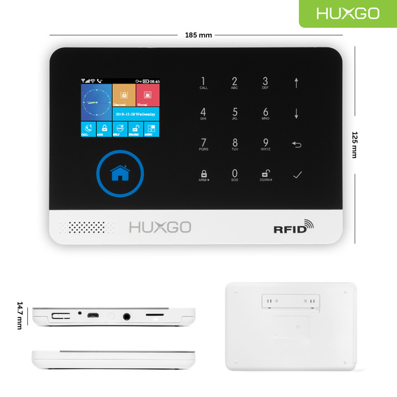 Bezprzewodowy alarm GSM + WiFi - system alarmowy HUXGO z aplikacją TUYA - zestaw alarmowy HXA003 2G B R3D3 PS z syreną przewodową