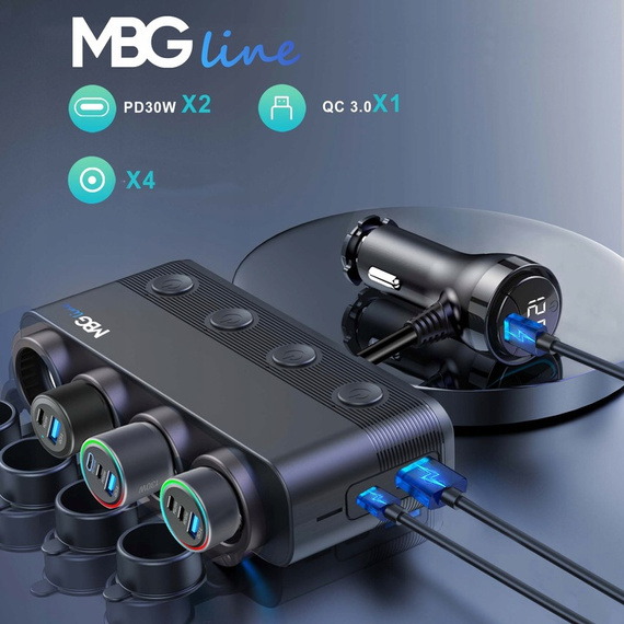Rozdzielacz gniazda zapalniczki/ładowarka samochodowa MBG line HS75AD MAX