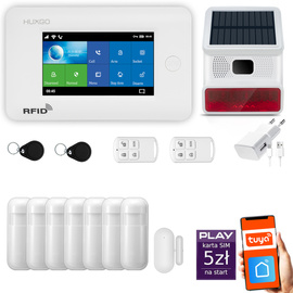 Bezprzewodowy alarm GSM + WiFi - system alarmowy HUXGO z aplikacją TUYA - zestaw alarmowy HXA006 2G W R7 BS z syreną bezprzewodową