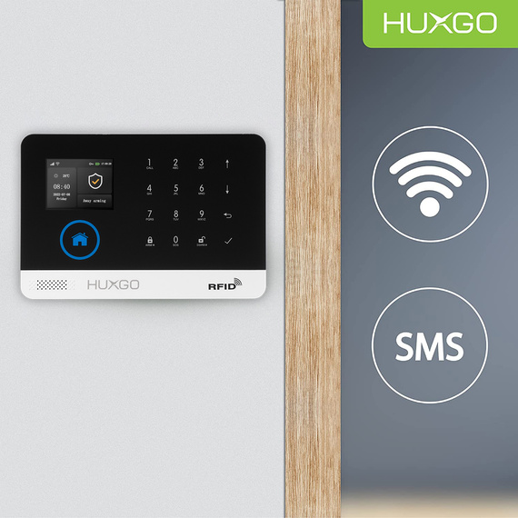 Bezprzewodowy alarm GSM +WiFi - system alarmowy HUXGO z aplikacją TUYA - zestaw alarmowy HXA003 2G B D5 BS z syreną bezprzewodową