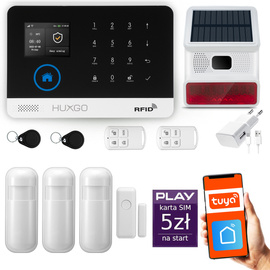 Bezprzewodowy alarm GSM +WiFi - system alarmowy HUXGO z aplikacją TUYA - zestaw alarmowy HXA003 2G B R3 BS z syreną bezprzewodową