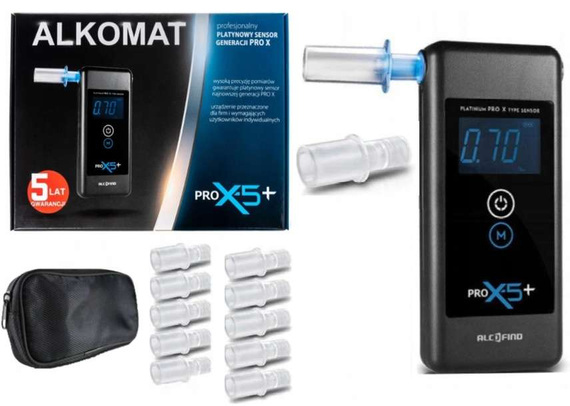 Alkomat elektrochemiczny AlcoFind PRO X-5+ - ustniki gratis!