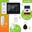 Alarm bezprzewodowy WiFi + GSM 4G - zestaw alarmowy HUXGO z aplikacją TUYA - HXA007 4G B D9 BS z syreną bezprzewodową