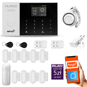 Bezprzewodowy alarm GSM + WiFi - system alarmowy HUXGO z aplikacją TUYA - zestaw alarmowy HXA005 2G B D9 PS z syreną przewodową