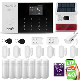 Alarm bezprzewodowy WiFi + GSM 4G - zestaw alarmowy HUXGO z aplikacją TUYA - HXA005 4G B R7D7 BS z syreną bezprzewodową