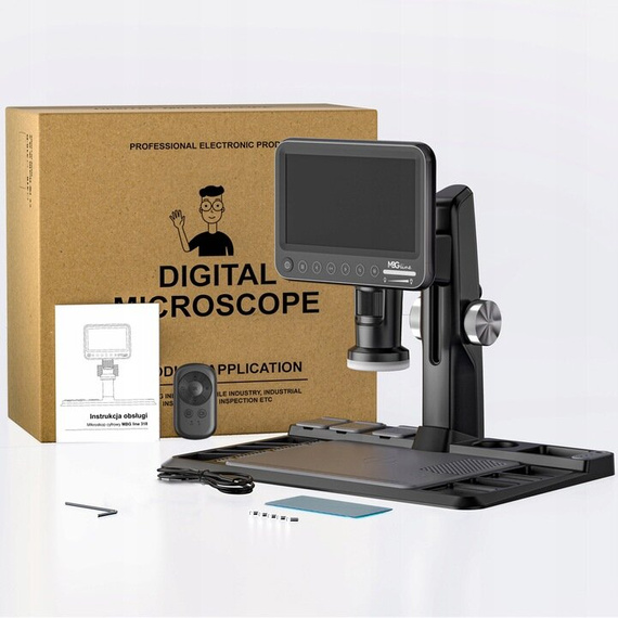 Profesjonalny mikroskop cyfrowy z powiększeniem 1600x z ekranem 7" IPS HD - MBG line 318