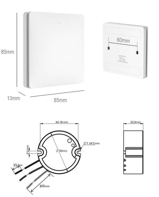 Bezbateryjny, bezprzewodowy włącznik światła LINBELL K9W1 (biały)