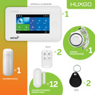 Alarm bezprzewodowy WiFi + GSM 4G - zestaw alarmowy HUXGO z aplikacją TUYA - HXA006 4G W D12 PS z syreną przewodową