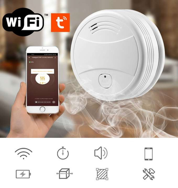 bezprzewodowy czujnik dymu WiFi kompatybilny z aplikacją TUYA HUXGO HXA443