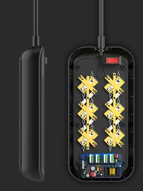 Przedłużasz, listwa zasilająca 2500W na 6 gniazd + 4x USB