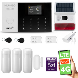 Alarm bezprzewodowy WiFi + GSM 4G - zestaw alarmowy HUXGO z aplikacją TUYA - HXA005 4G B R3 BS z syreną bezprzewodową