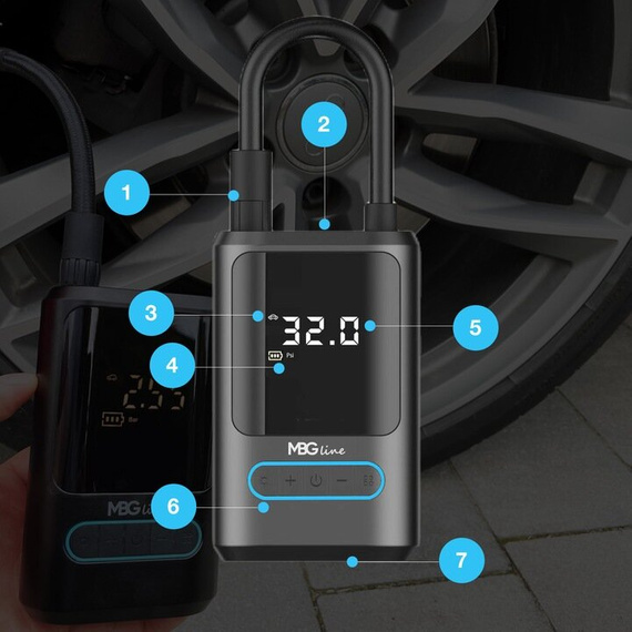 Bezprzewodowy kompresor / pompka elektryczna samochodowa i rowerowa – MBG Line 8466 PRO
