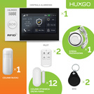 Alarm bezprzewodowy WiFi + GSM 4G - zestaw alarmowy HUXGO z aplikacją TUYA - HXA007 4G B D12 PS z syreną przewodową