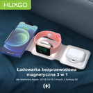 HUXGO, kompaktowa bezprzewodowa ładowarka indukcyjna, składana 3 w 1, biała BY-MF82_W