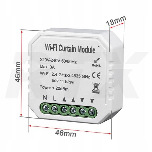 Inteligentny sterownik do rolet RTX CRT WiFi kompatybilny z aplikacją TUYA SMART